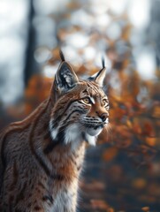 Obraz premium Bobcat, Wild Lynx Rufus, Temperate Forest Feline in Natural Habitat
