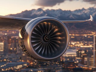 Close-up of Airplane Wings and Engines During Takeoff, Showcasing Aerodynamic Forces at Play, Powerful Thrust, Lift, and Drag in Action
