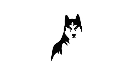 husky dog, ​​black isolated silhouette