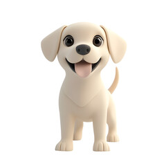Playful Labrador Retriever Puppy with Wagging Tail Pastel Colors Simple 3D Render