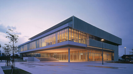 Fototapeta premium A contemporary cultural center with a modular, flexible design.