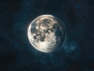 Obraz premium Close up view of the moon in a night sky featuring an oil painting style that captures the beauty of a celestial scene