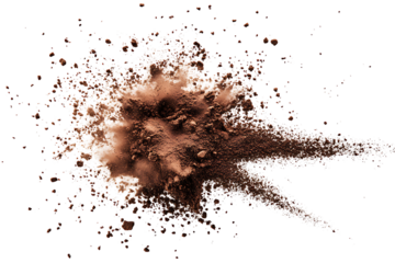 Colourful Chocolate Powder Explosion Burst on White Background