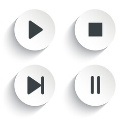 Media player button icons isolated on white background.