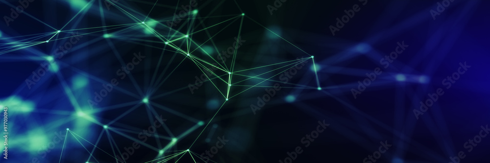 Poster Abstract futuristic - technology with polygonal shapes on dark blue background. Design digital technology concept. 3d illustration.