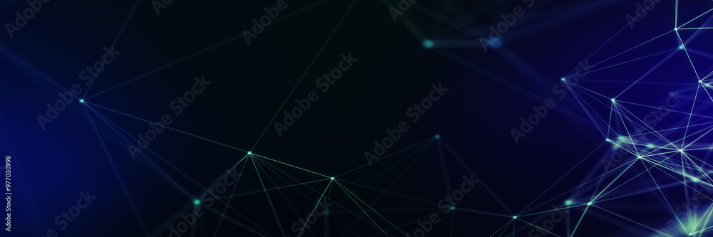 Poster Abstract futuristic - technology with polygonal shapes on dark blue background. Design digital technology concept. 3d illustration.