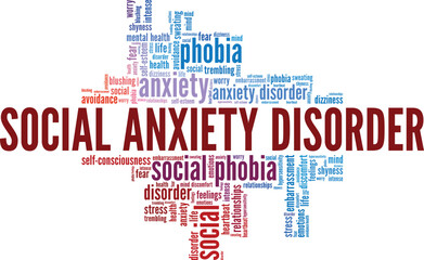 Social Anxiety Disorder word cloud conceptual design isolated on white background.