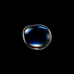 Illustration of a shiny water drop on an isolated black background.