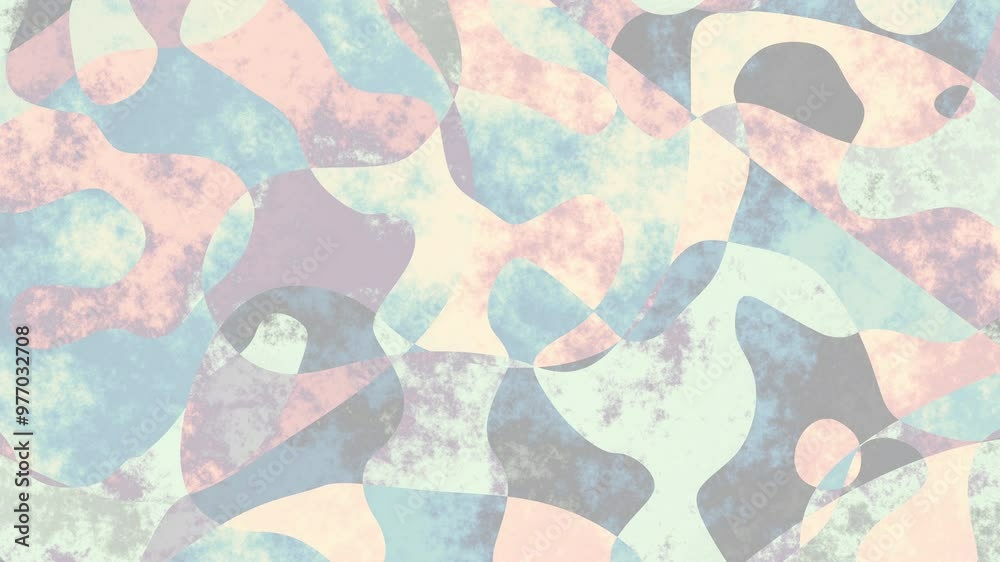 Aufkleber Seamless abstract psychedelic wavy background for loop playback. 4k video. Pastel colors. Noise effect