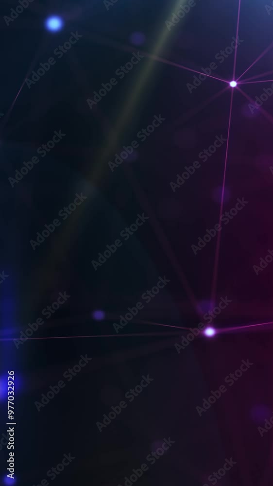 Poster Abstract futuristic - technology with polygonal shapes on dark blue background. Design digital technology concept. Vertical illustration