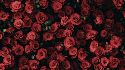 The most romantic wall background with beautiful roses. 3D rendering of a beautiful floral wallpaper with vibrant flowers.