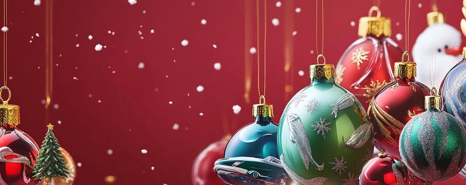 Carta da parati tema Natale con palle decorative ai lati