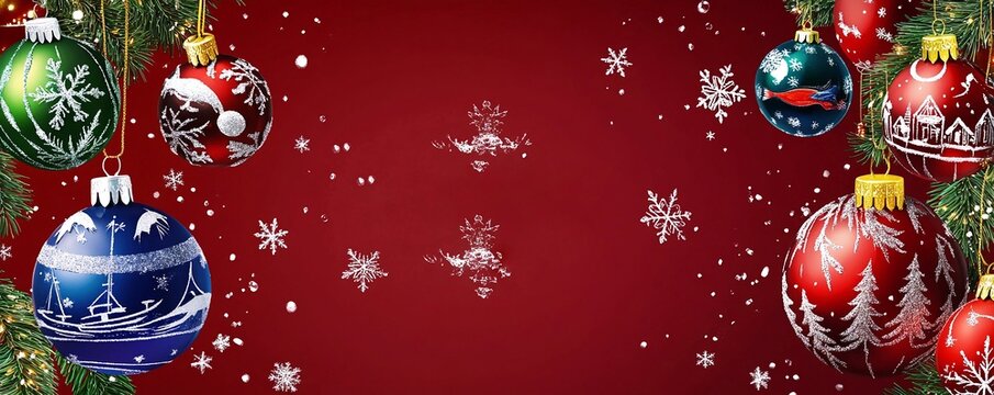 Carta da parati tema Natale con palle decorative ai lati