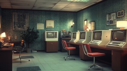 a computer room in the 1950s.