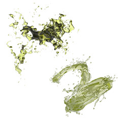 olive oil, green oil splash on transparent background