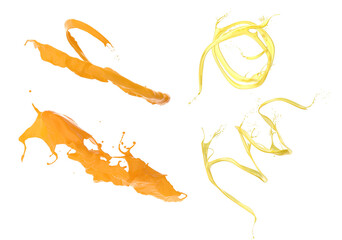 orange juice, lemon splash isolated on transparent background