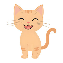 Obraz premium Cute cartoon style of a happy and playful maine coon cat with a wagging tail on a white background