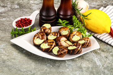 Fresnch escargort with basil butter