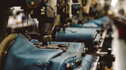 Naklejka premium Firm that produces industry fabric machine tools and tailor sewn clothes