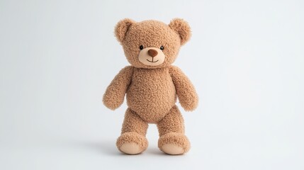 Obraz premium Adorable stuffed teddy bear standing alone on a white background