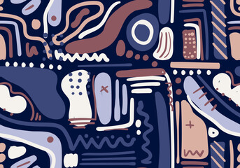 Obraz premium abstract background. Various hand drawn doodle shapes and objects. Contemporary modern trendy vector illustration. fabric, print, background