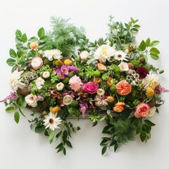 oval flower arrangement flora bouquet for wedding and decoration white background