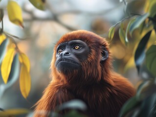Fototapeta premium Portrait of a Tropical Howler Monkey, Close Up in Natural Surroundings