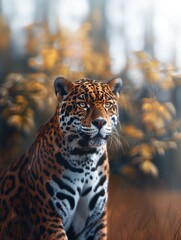 Obraz premium Portrait of Jaguar, Panthera onca, in Natural Habitat
