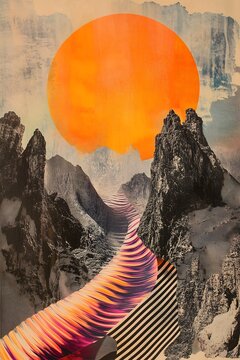 Shattered Topographic Radio Wave Landscape with Geo Strata Architecture and Geometric
