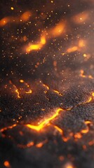Naklejka premium A captivating close-up of glowing embers and ash, showcasing the beauty of fire's aftermath in a dramatic and mesmerizing scene.