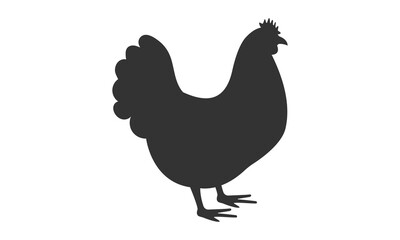 Chicken silhouette on white background. Vector illustration.