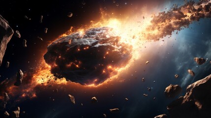 A fantasy asteroid burning up in the Earth's atmosphere