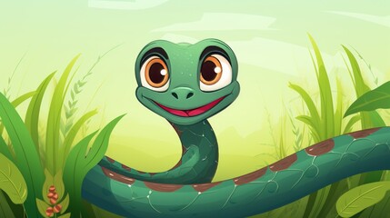 Fototapeta premium The snake is a symbol of the New Year 2025 on a green background