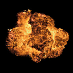 Cloud of huge explosion isolated on black