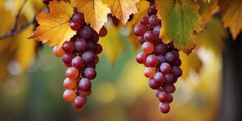 A Beautiful Display of Autumn Leaves and Bountiful Grapes.