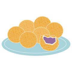 Chinese Crispy Sesame Balls ube buchi