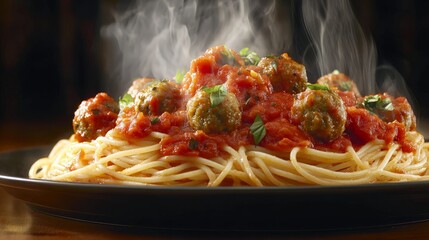 Fototapeta premium Spaghetti with Meatballs and Tomato Sauce