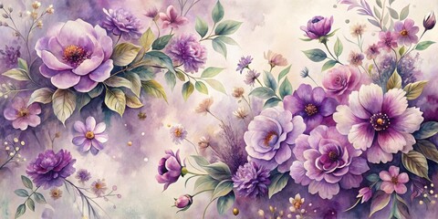 Purple Floral Watercolor Bouquet, Watercolor Flowers, Floral Art, Floral Design