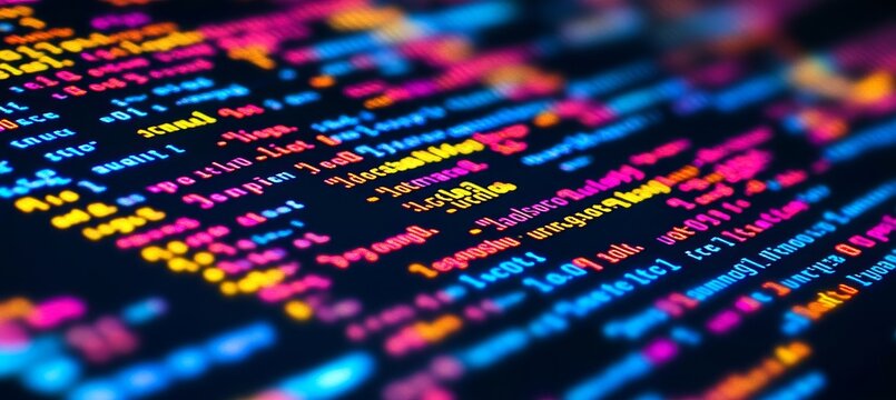 Colorful Programming Code on a Black Screen Software Development and Technology Theme