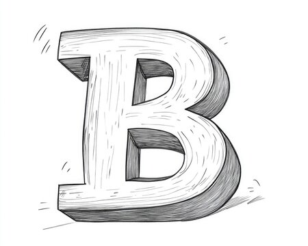 recommend clip art: Cartoon style line art depiction of the letter B