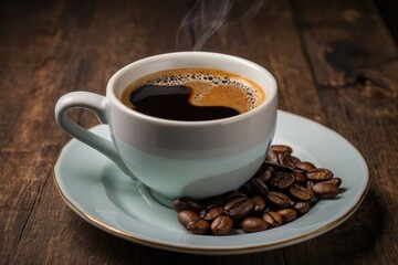 Fototapeta premium A cup of coffee on a plate