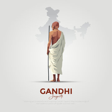 Happy Mahatma Gandhi Jayanti Post and Flyer Template. Mahatma Gandhi Jayanti Creative post with Text and Silhouette Vector Illustration