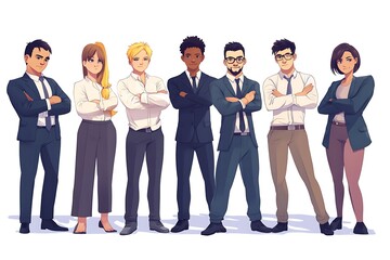 Obraz premium Diverse Team of Confident Business Professionals Standing Together.