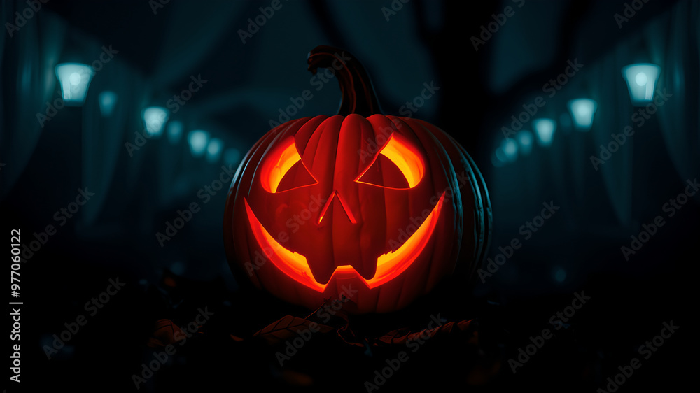 Wall mural spooky halloween pumpkin jack