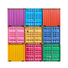 Fototapeta premium Colorful arrangement of shipping containers, vibrant and modern