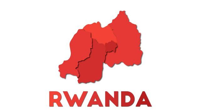 Rwanda map showing regions. Animated country map with title. 4k resolution animation.