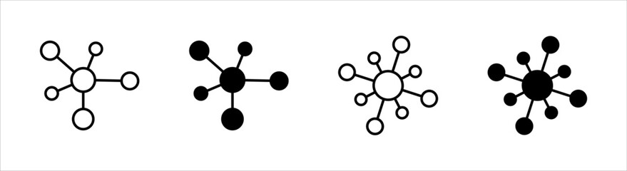 Network icon set, Connection symbol, social network, on a white background.