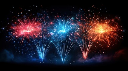 Fototapeta premium Explosive Burst of Vibrant Fireworks in the Dazzling Night Sky