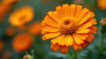 Fototapeta premium vibrant orange marigold flower in full bloom