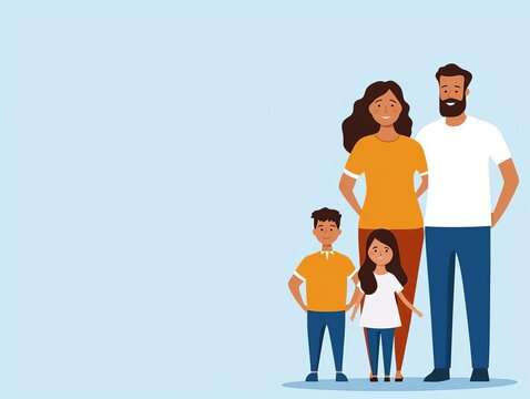Affordable care plan enrollment, diverse families, flat design illustration